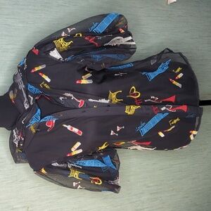 Bonjour paris Black Sheer tie neck blouse-Medium